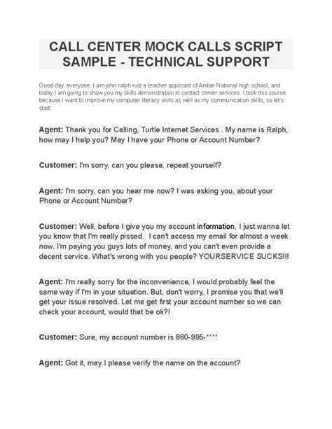 scripts for telephone calls.